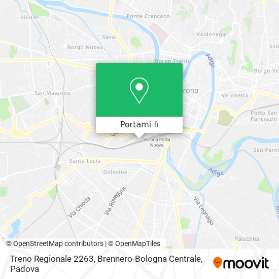 Mappa Treno Regionale 2263, Brennero-Bologna Centrale