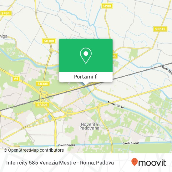 Mappa Interrcity 585 Venezia Mestre - Roma