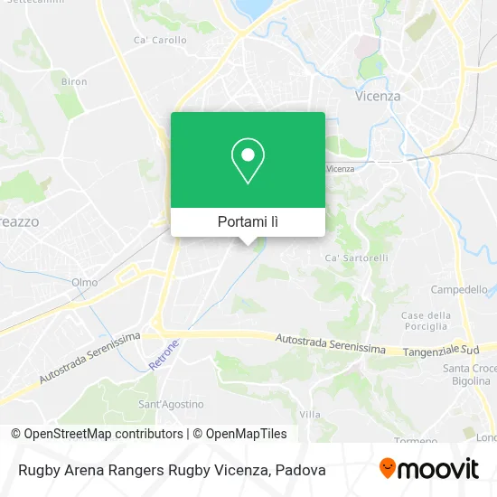 Mappa Rugby Arena Rangers Rugby Vicenza
