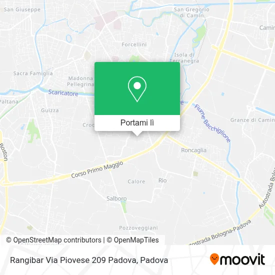 Mappa Rangibar Via Piovese 209 Padova