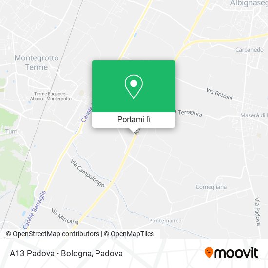 Mappa A13 Padova - Bologna