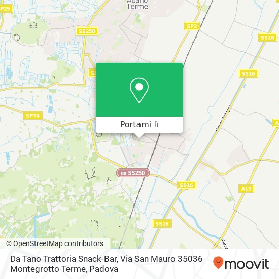 Mappa Da Tano Trattoria Snack-Bar, Via San Mauro 35036 Montegrotto Terme