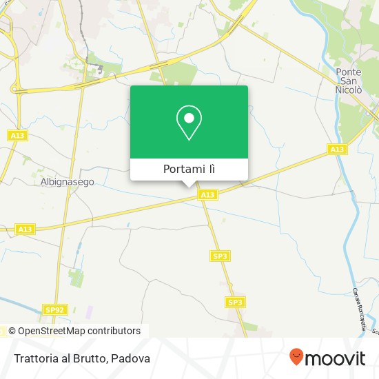 Mappa Trattoria al Brutto, Via Dalmazia, 36 35020 Albignasego