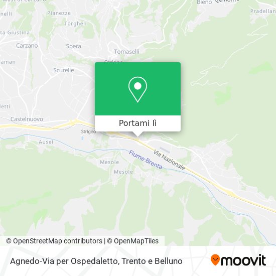 Mappa Agnedo-Via per Ospedaletto