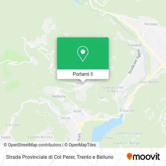 Mappa Strada Provinciale di Col Perer