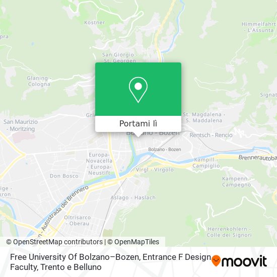 Mappa Free University Of Bolzano–Bozen, Entrance F Design Faculty
