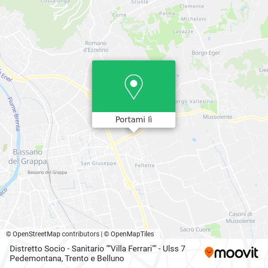 Mappa Distretto Socio - Sanitario ""Villa Ferrari"" - Ulss 7 Pedemontana