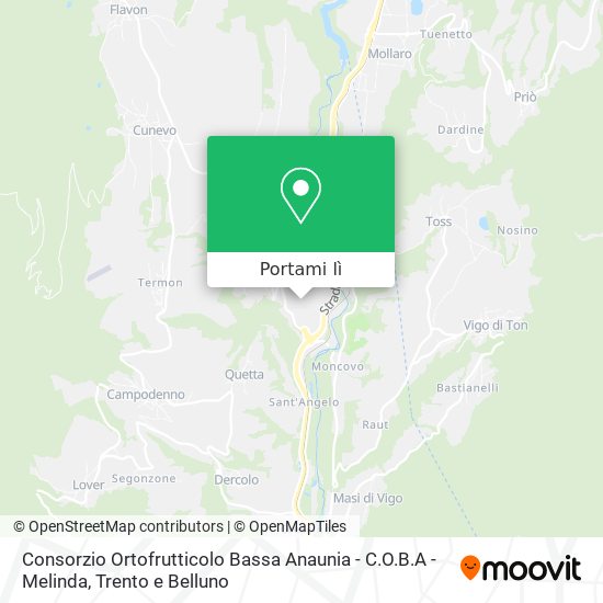 Mappa Consorzio Ortofrutticolo Bassa Anaunia - C.O.B.A - Melinda