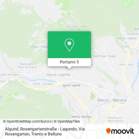 Mappa Algund, Rosengartenstraße - Lagundo, Via Rosengarten