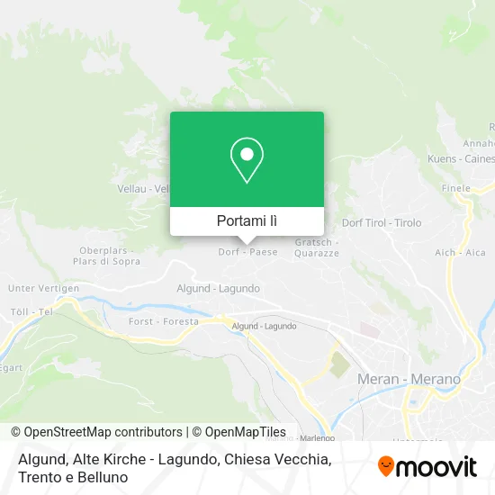 Mappa Algund, Alte Kirche - Lagundo, Chiesa Vecchia