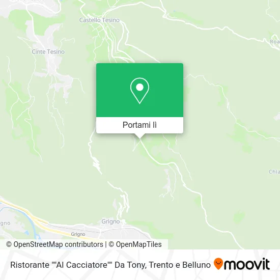 Mappa Ristorante ""Al Cacciatore"" Da Tony