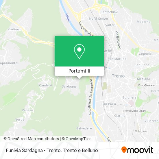 Mappa Funivia Sardagna - Trento