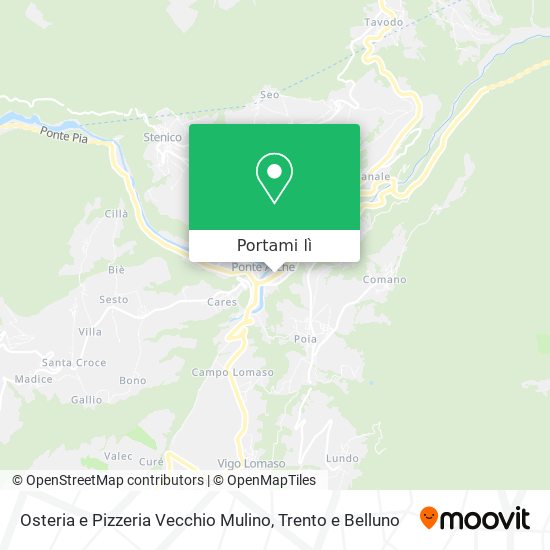 Mappa Osteria e Pizzeria Vecchio Mulino