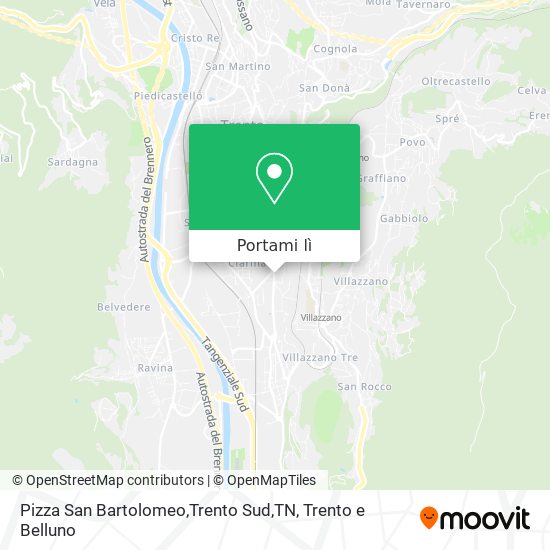 Mappa Pizza San Bartolomeo,Trento Sud,TN