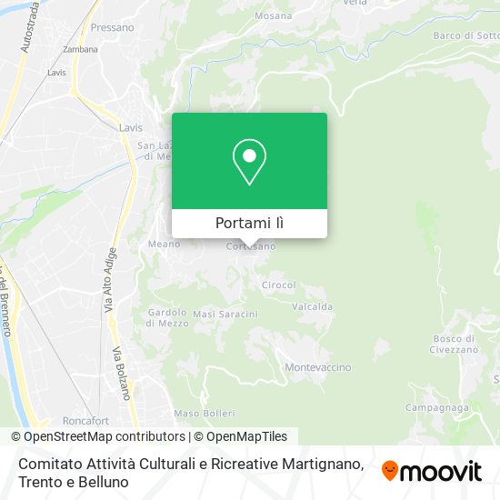 Mappa Comitato Attività Culturali e Ricreative Martignano