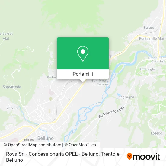 Mappa Rova Srl - Concessionaria OPEL - Belluno