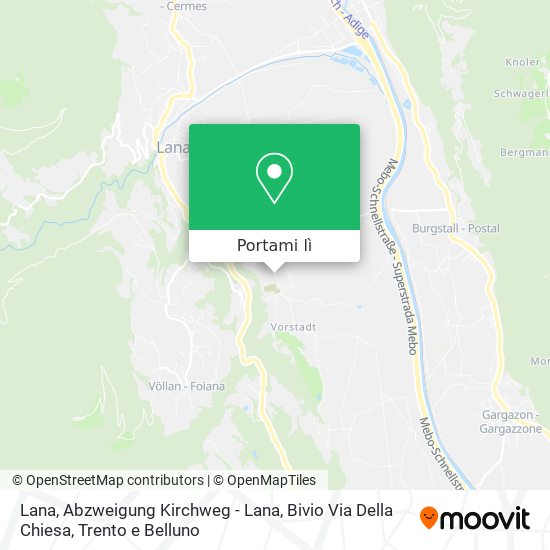Mappa Lana, Abzweigung Kirchweg - Lana, Bivio Via Della Chiesa