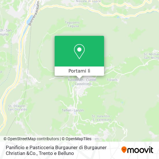 Mappa Panificio e Pasticceria Burgauner di Burgauner Christian &Co.
