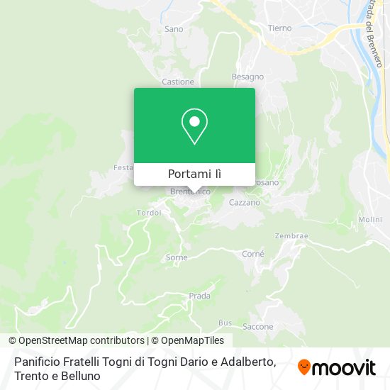 Mappa Panificio Fratelli Togni di Togni Dario e Adalberto