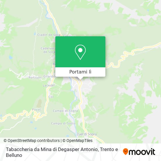Mappa Tabaccheria da Mina di Degasper Antonio