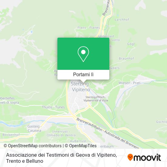 Mappa Associazione dei Testimoni di Geova di Vipiteno