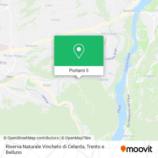 Mappa Riserva Naturale Vincheto di Celarda