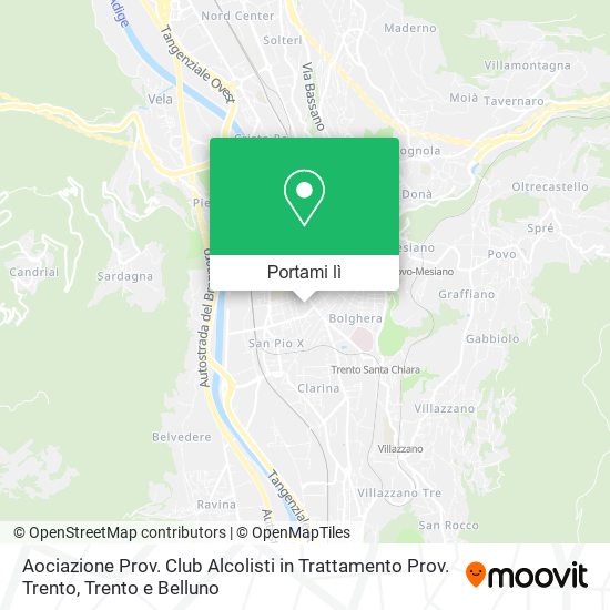 Mappa Aociazione Prov. Club Alcolisti in Trattamento Prov. Trento