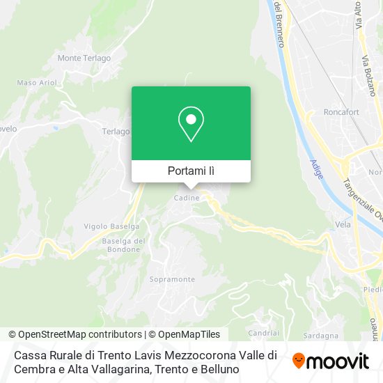 Mappa Cassa Rurale di Trento Lavis Mezzocorona Valle di Cembra e Alta Vallagarina