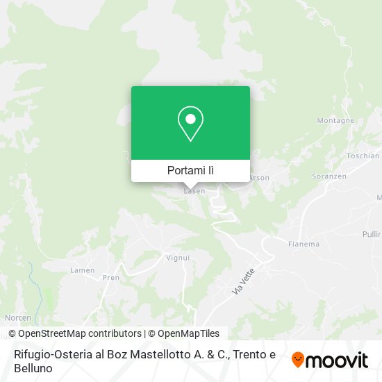 Mappa Rifugio-Osteria al Boz Mastellotto A. & C.