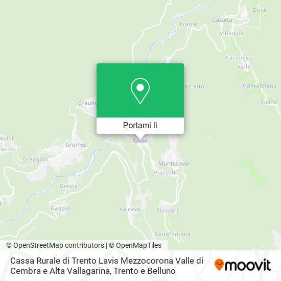 Mappa Cassa Rurale di Trento Lavis Mezzocorona Valle di Cembra e Alta Vallagarina