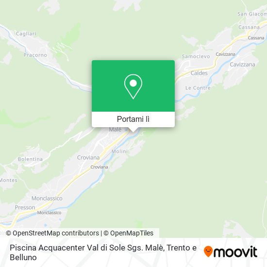 Mappa Piscina Acquacenter Val di Sole Sgs. Malè