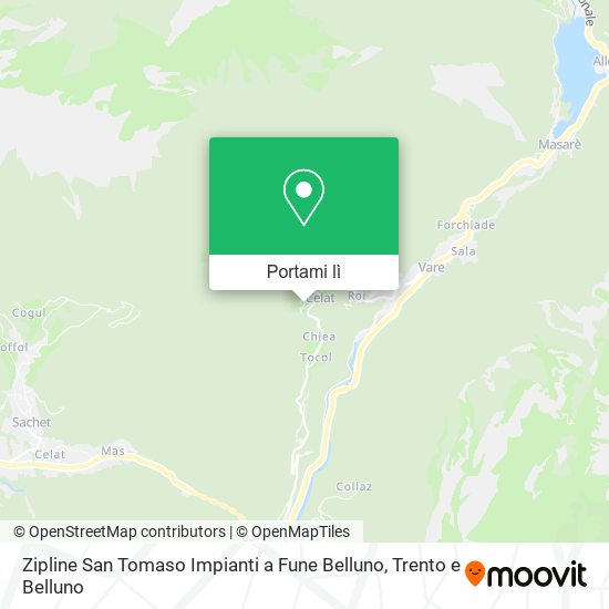 Mappa Zipline San Tomaso Impianti a Fune Belluno