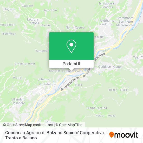 Mappa Consorzio Agrario di Bolzano Societa' Cooperativa