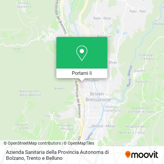 Mappa Azienda Sanitaria della Provincia Autonoma di Bolzano