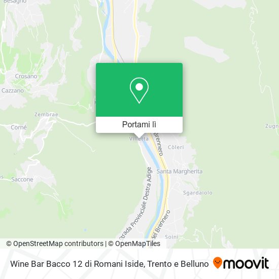 Mappa Wine Bar Bacco 12 di Romani Iside