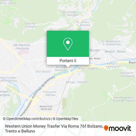 Mappa Western Union Money Trasfer Via Roma 76f Bolzano