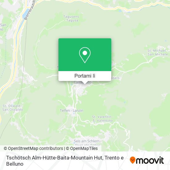 Mappa Tschötsch Alm-Hütte-Baita-Mountain Hut