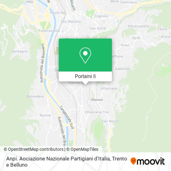 Mappa Anpi. Aociazione Nazionale Partigiani d'Italia