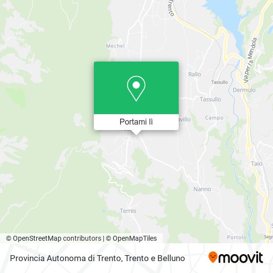 Mappa Provincia Autonoma di Trento