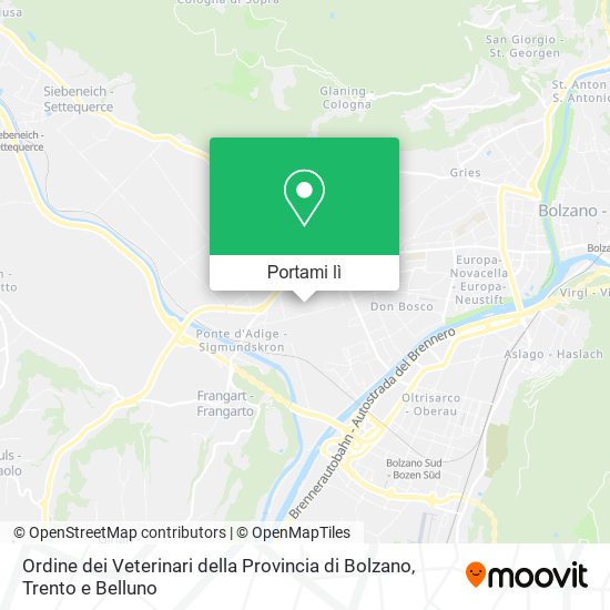 Mappa Ordine dei Veterinari della Provincia di Bolzano