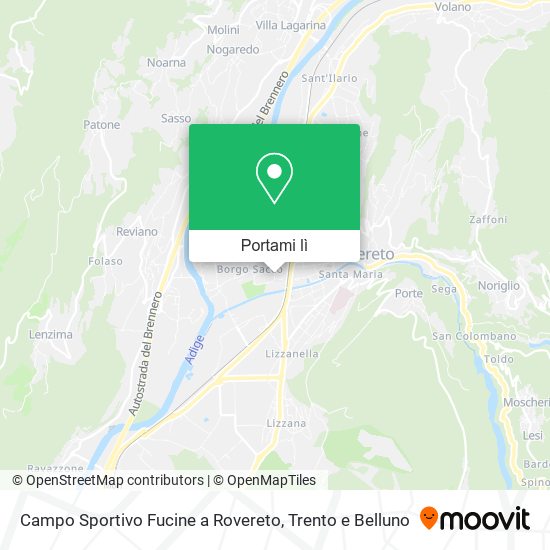 Mappa Campo Sportivo Fucine a Rovereto