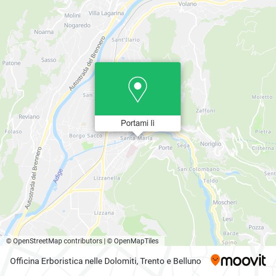 Mappa Officina Erboristica nelle Dolomiti
