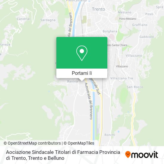 Mappa Aociazione Sindacale Titolari di Farmacia Provincia di Trento