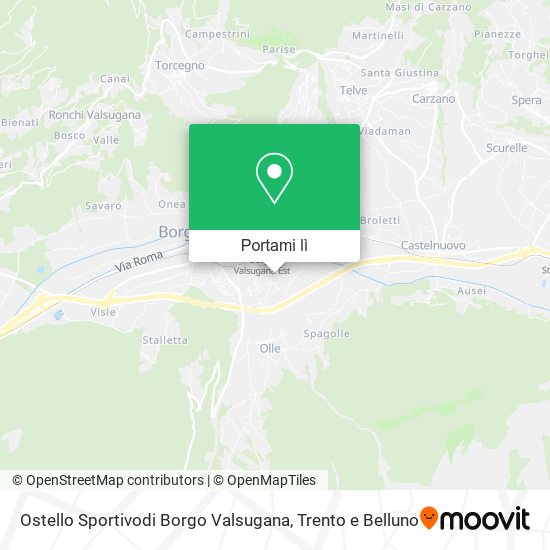 Mappa Ostello Sportivodi Borgo Valsugana