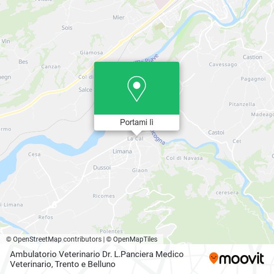 Mappa Ambulatorio Veterinario Dr. L.Panciera Medico Veterinario