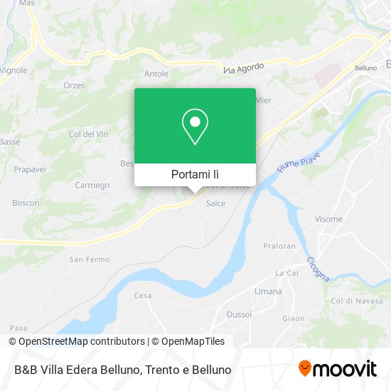 Mappa B&B Villa Edera Belluno