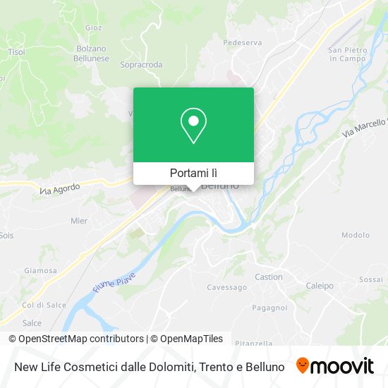 Mappa New Life Cosmetici dalle Dolomiti