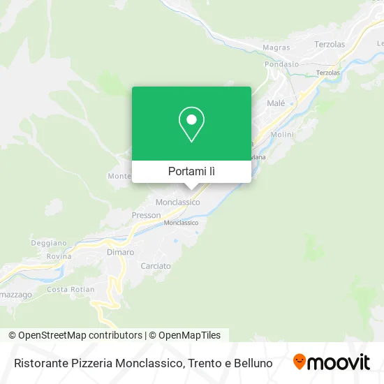 Mappa Ristorante Pizzeria Monclassico