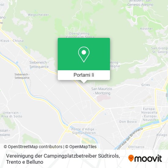 Mappa Vereinigung der Campingplatzbetreiber Südtirols