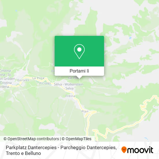 Mappa Parkplatz Dantercepies - Parcheggio Dantercepies